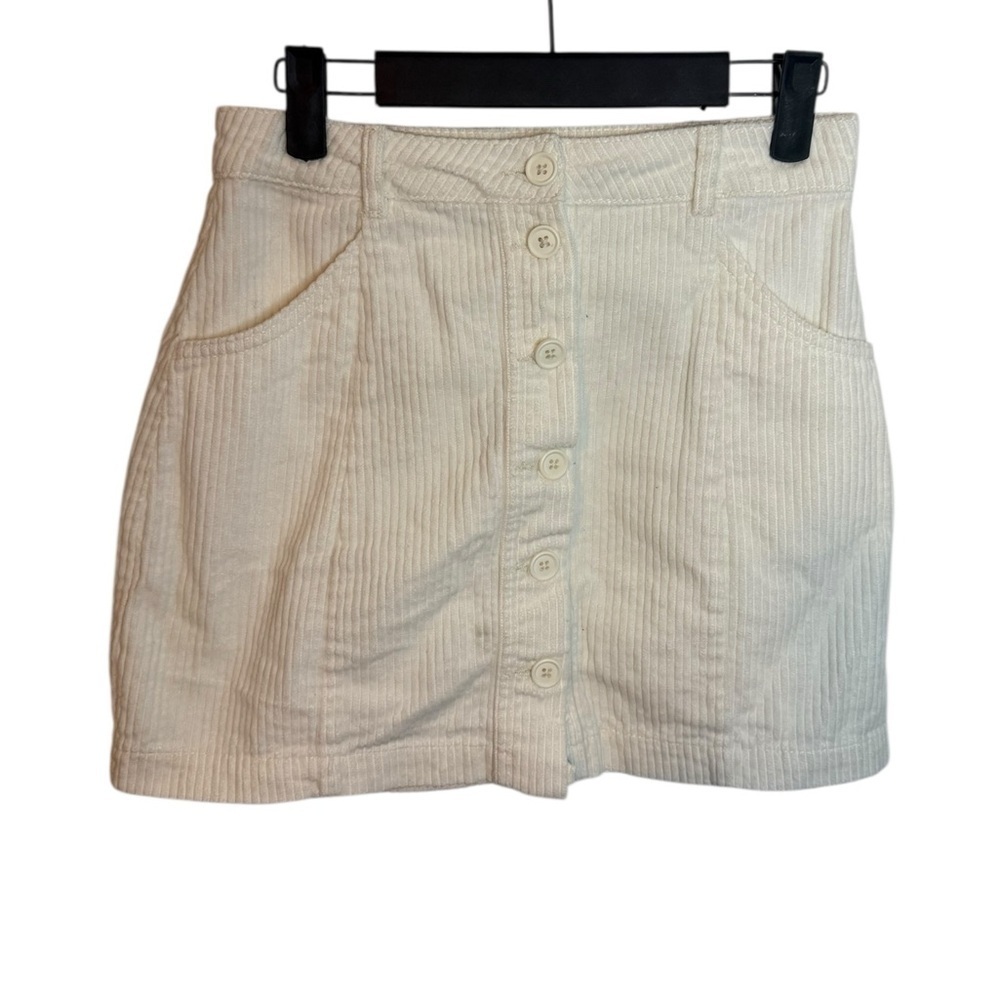 Forever 21 White Corduroy Button Front Mini Skirt